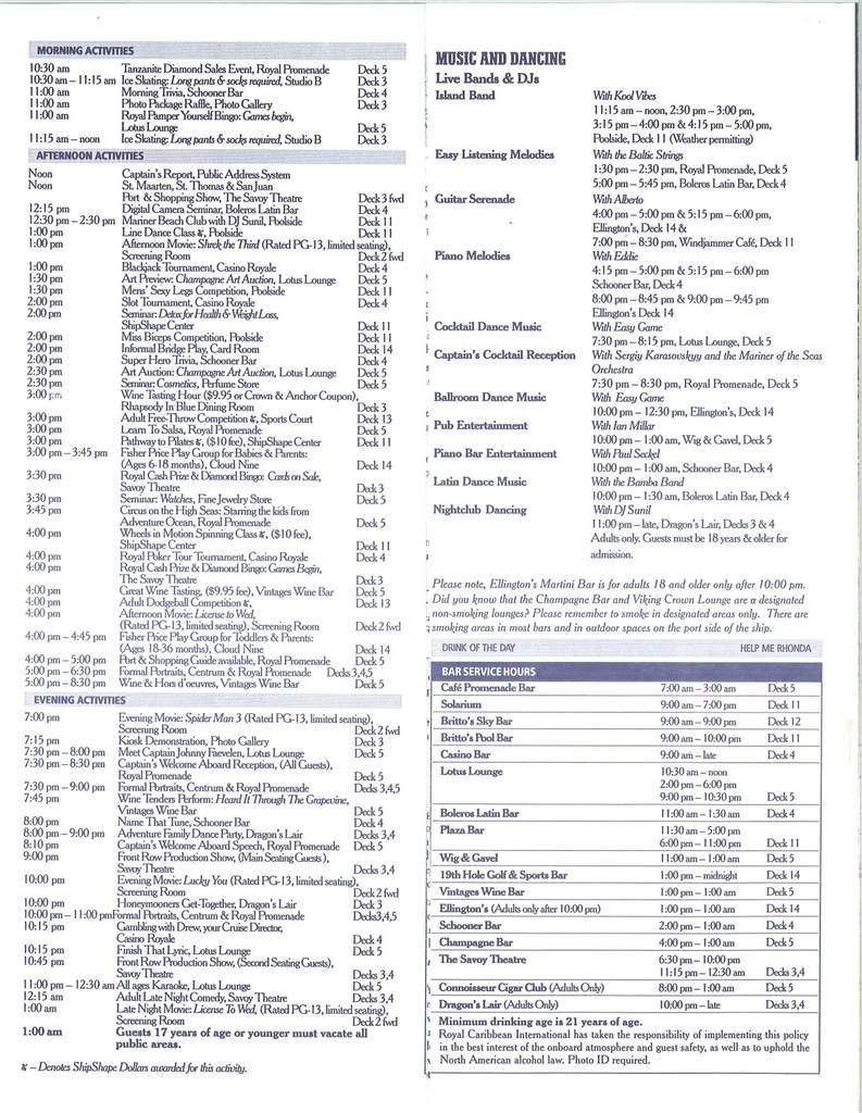 Mariner Compasses/Spa Menu 4/134/20/08 Eastern Royal Caribbean